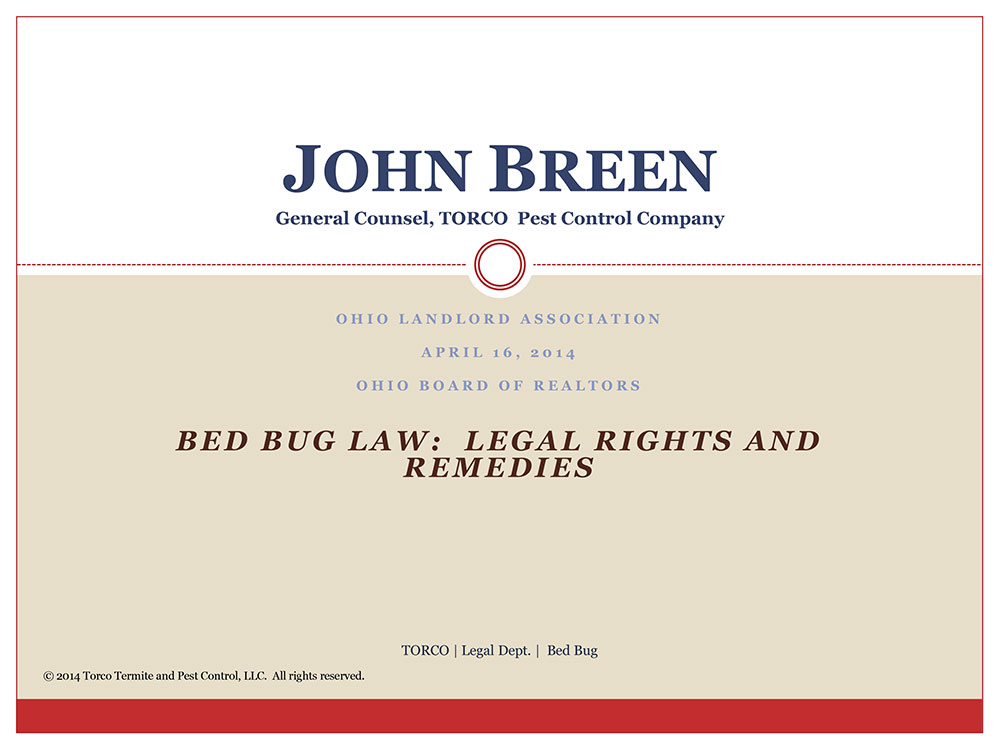 Bed Bug Presentation to Landlords